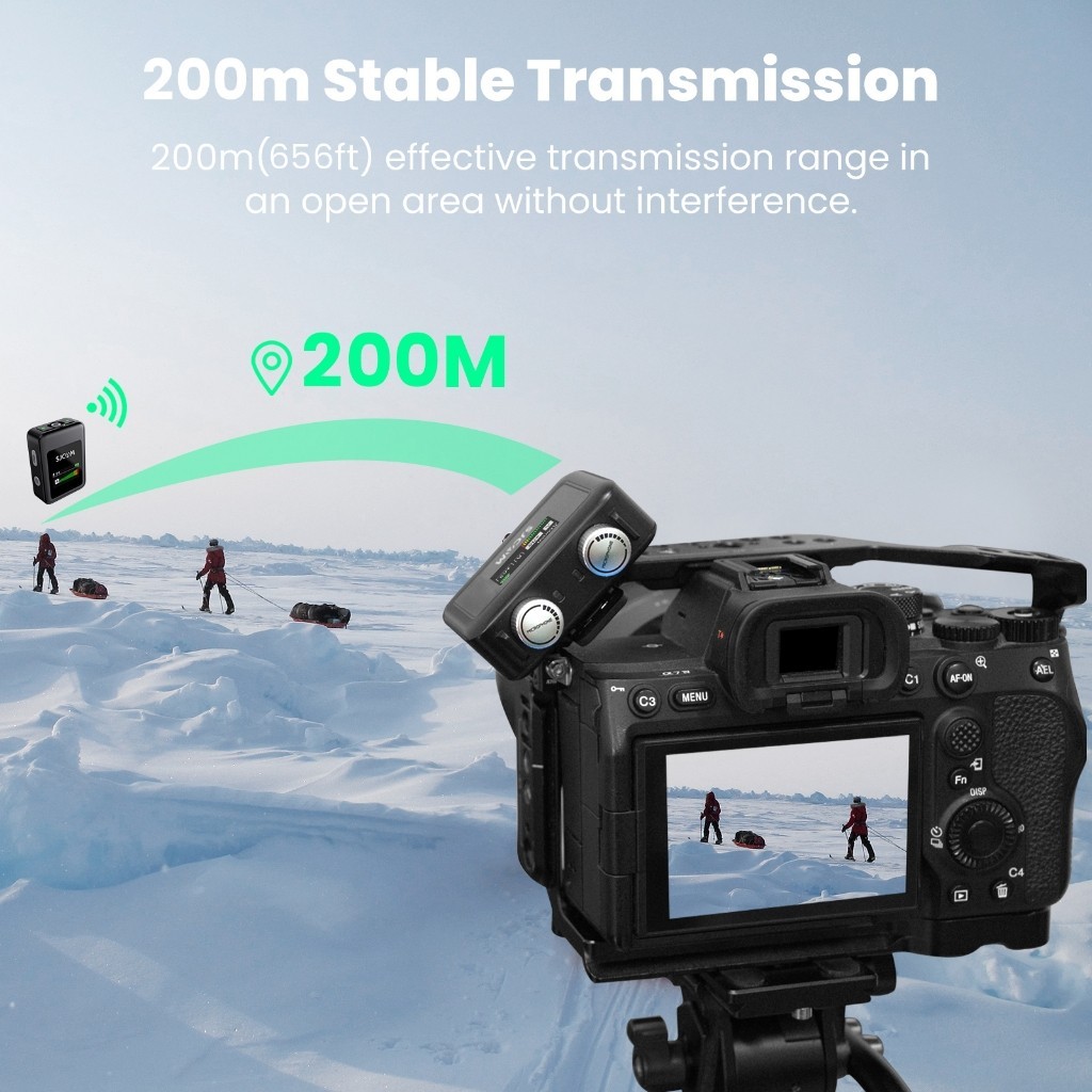 Sjcam M1 ไมโครโฟนไร้สาย ตัดเสียงรบกวน ระยะเวลา 24 ชั่วโมง 656 ฟุต (200 เมตร) [tJ7925uu]