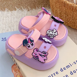 XIXITIAO My Little Pony รองเท้าแตะสายรัดคู่ผู้หญิงฤดูร้อนสวมใส่ด้านนอกรองเท้าแตะชายหาด