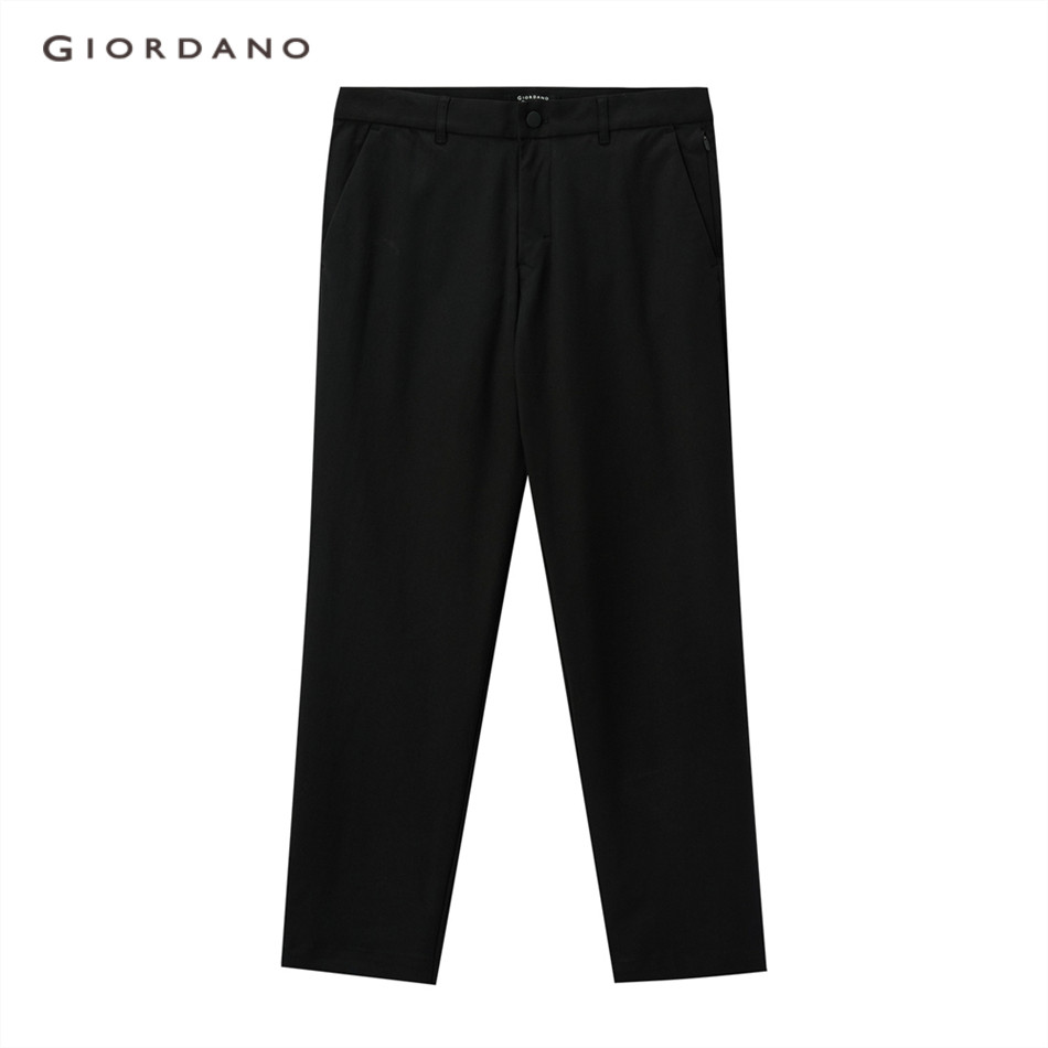 GIORDANO MEN Mens Polyester Mid Rise Regular Khaki Pants 0 01115002