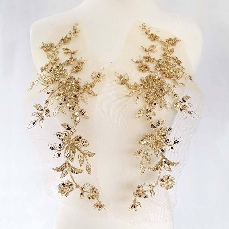 1คู่ลูกปัดเย็บปักถักร้อยลูกไม้เลื่อม แอพพลิเคชั่น,สไตล์หรูหราเบา,ตกแต่งชุด ทําเอง