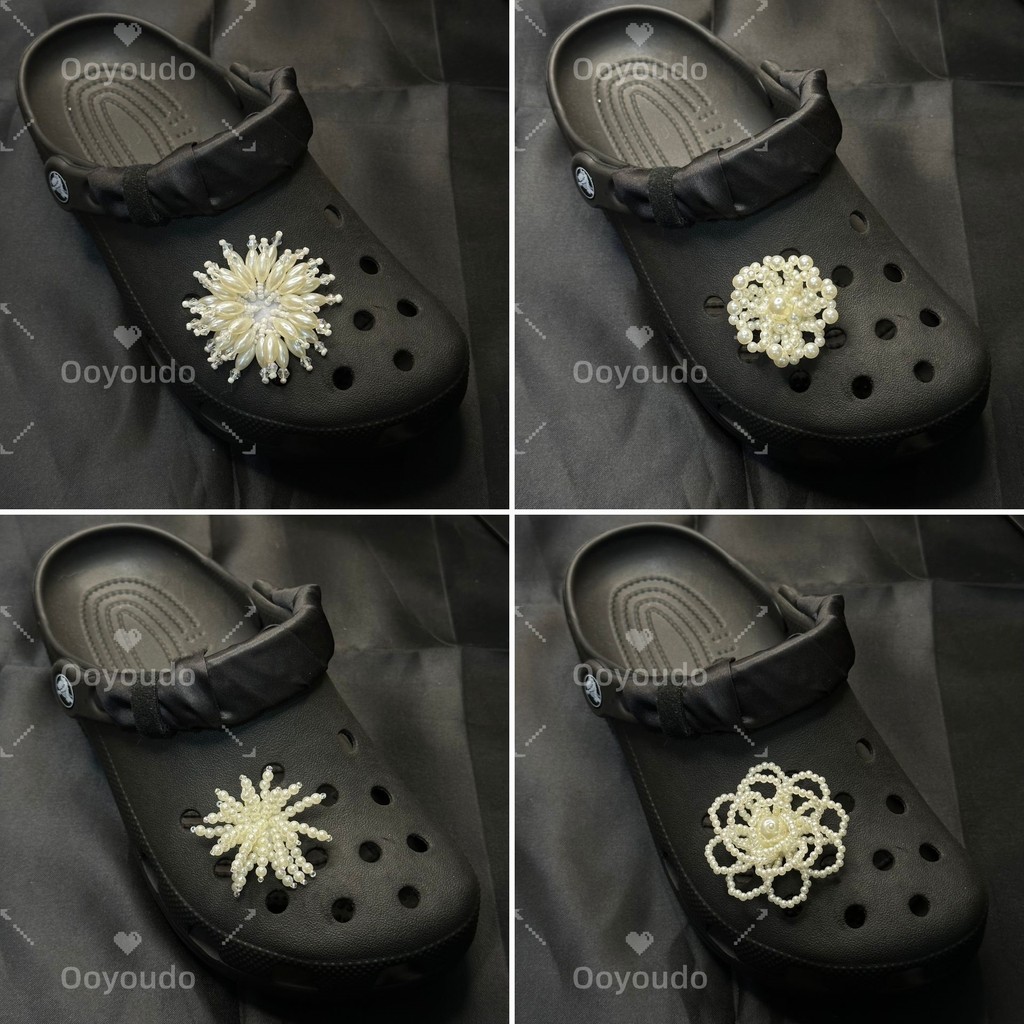 1 ชิ้น Big Rose Pearl ดอกไม้ DIY clog รองเท้าแตะสติกเกอร์ Charm ปุ่มแฟชั่นรองเท้าอุปกรณ์เสริม