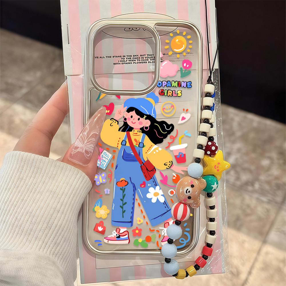 COD เคสไอโฟน13 for IPhone 15 14 16 12 11 ProMax 14 15 16 Plus XR XSMAX 7Plus เคสโทรศัพท์มือถือลายสาวกราฟฟิตี้สีสันสดใส