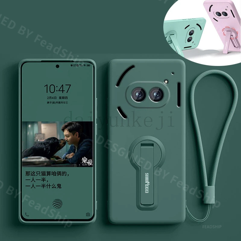 ซองซิลิโคนเหลวสำหรับ Nothing Phone 2A Plus ปกอ่อนกันกระแทก ซองโทรศัพท์ป้องกันพร้อมที่จับและเชือกคล้อง