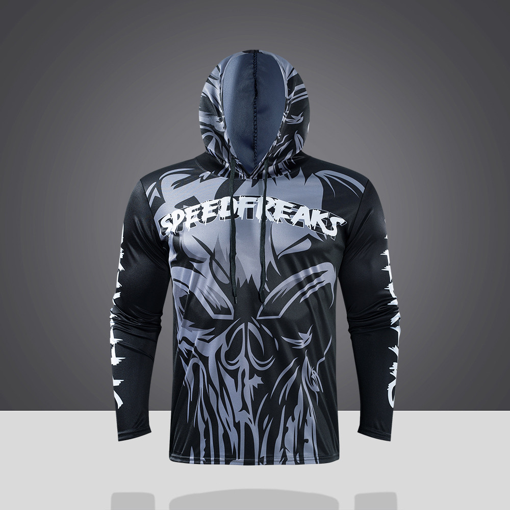 เสื้อกีฬาพิมพ์ลาย ฮู้ด เสื้อปั่นจักรยานผู้ชาย แขนยาว ลายเท่ห์ ราคา ถูกที่สุด ดีลบีเคเค แกลเลอรีภาพที่ 3