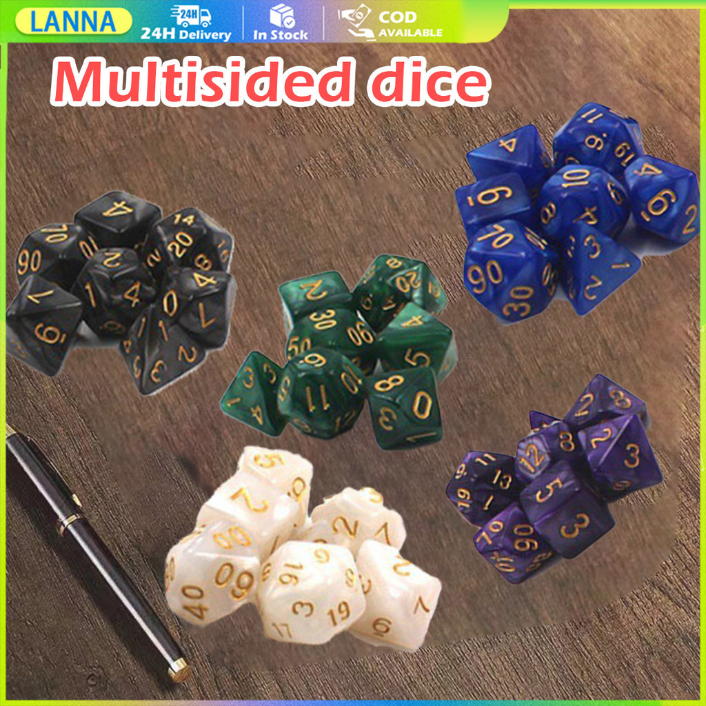 ร้านอยู่ที่ไทย ลูกเต๋า DnD ลูกเต๋า board game หลายด้าน d4 d6 d8 d10 d12 d20 d100 ชุด7ชิ้น ลูกเต๋าเกม