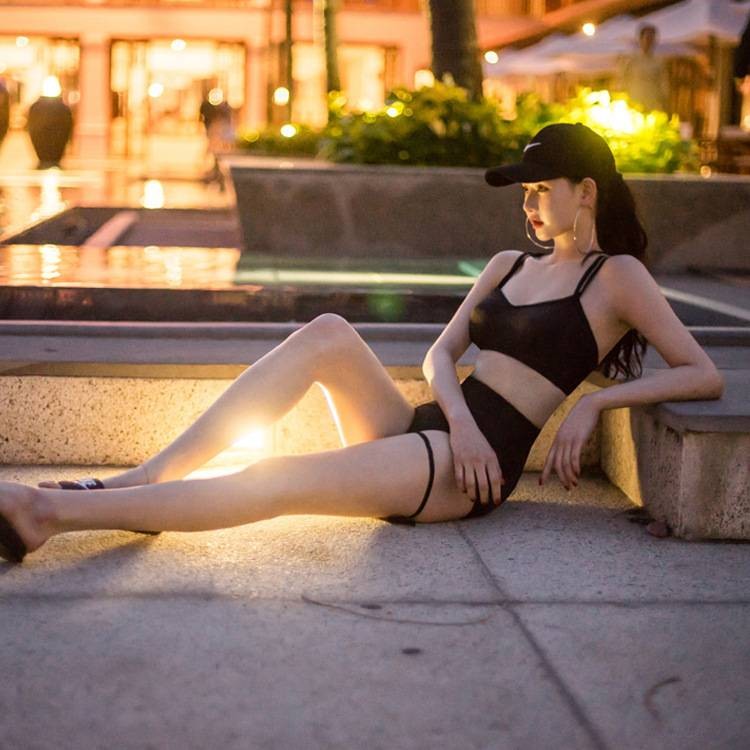 Crush💘 ชุดว่าย ทรูพีซ สินค้าสามชิ้น สีดำใส่สบาย ยืดกำลังดี 🛒พร้อมส่งจากไทย (HY679) - รูปที่ 6