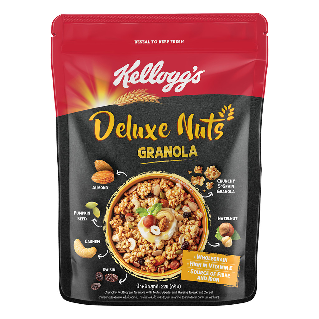 Kellogg's Granola Deluxe Nut เคลลอกซ์ กราโนล่า ดีลักซ์นัท 220 g. (05-9136)