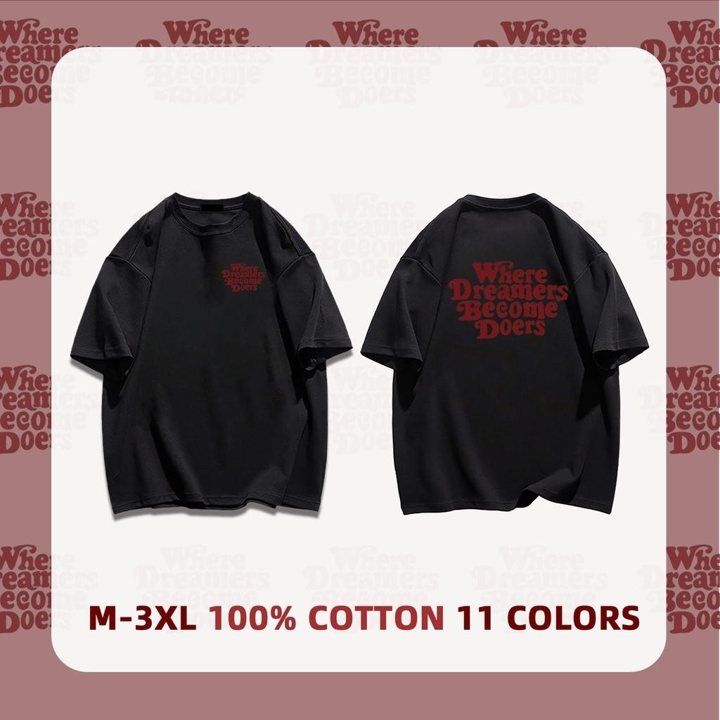 (จัดส่งตลอด 24 ชั่วโมง) เสื้อยืด Oversize ลาย 'Dreamers Become Doers' สไตล์วินเทจ คอตตอน 100%