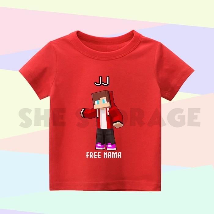 🔥HOT SALE🔥 100-150cm (ฟรีชื่อ) เสื้อยืด ลาย JJ MAIZEN MINECRAFT MIKEY AND JJ MAIZEN MINECRAFT สําหรั