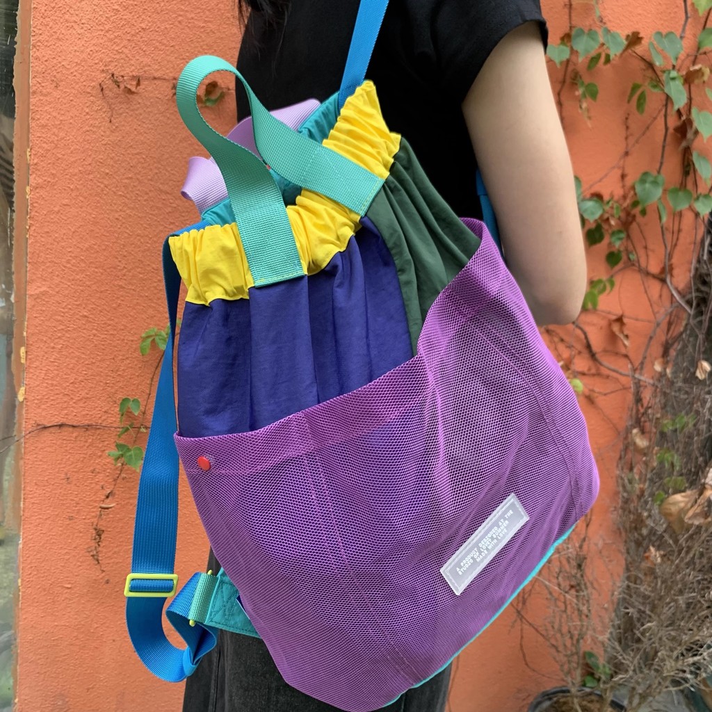 Beyond THE VINES Super Panelled Dumpling Backpack น้ําหนักเบาพับได้ความจุขนาดใหญ่กระเป๋าเดินทางไนลอน