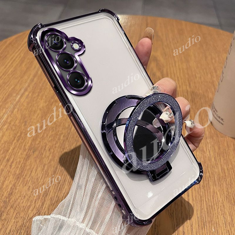 SAMSUNG สําหรับSamsung A57 5Gสี่มุมชุบโปร่งใสเคสโทรศัพท์GlitterสําหรับSamsung Galaxy A57 A37 A27 A56