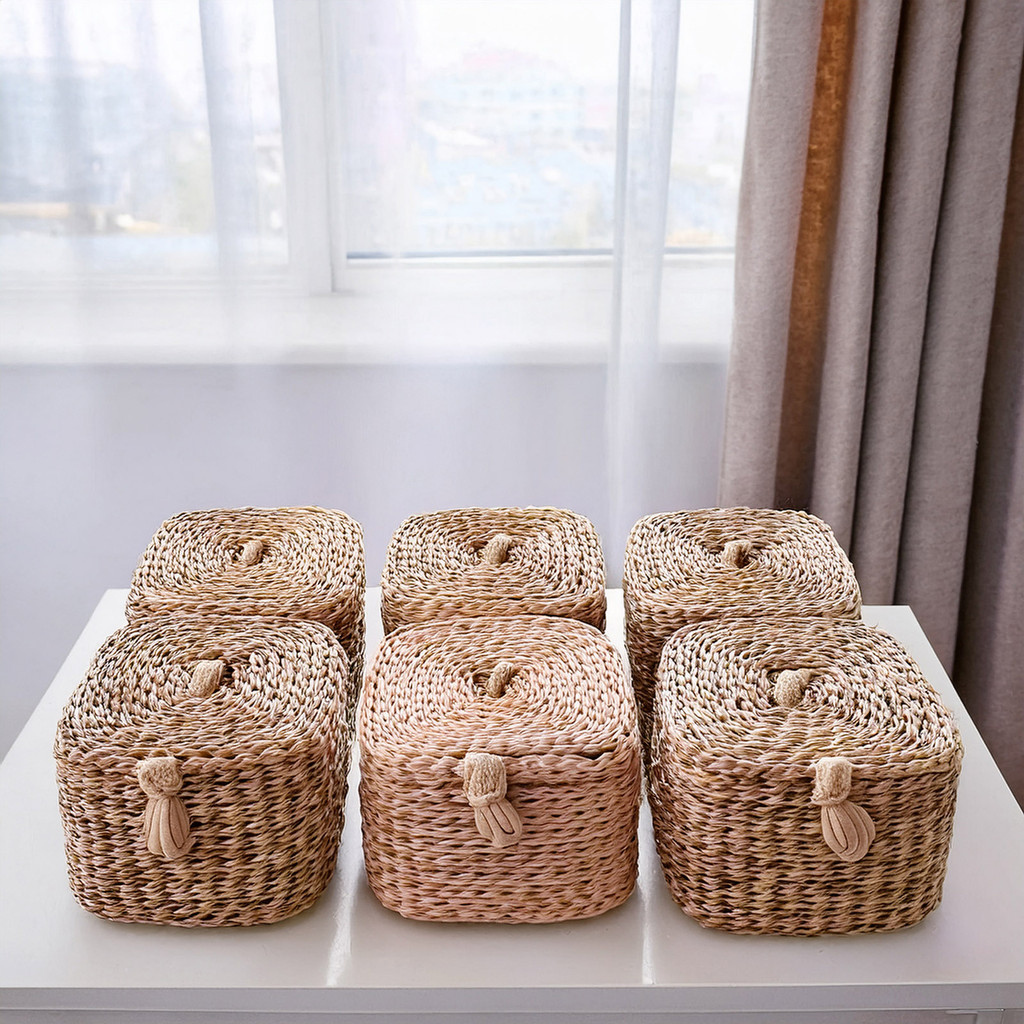 3PC ตะกร้าไม้ธรรมชาติด้านล่างกลวงโครเชต์ถักตะกร้าถักเครื่องมืองานฝีมือวัสดุ ราคา ถูกที่สุด ดีลบีเคเค แกลเลอรีภาพที่ 4