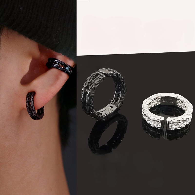 2025 คลิปหูไม่เจ็บปวด ต่างหูแฟชั่นสำหรับผู้ชาย แบบปลอมไม่เจาะรู