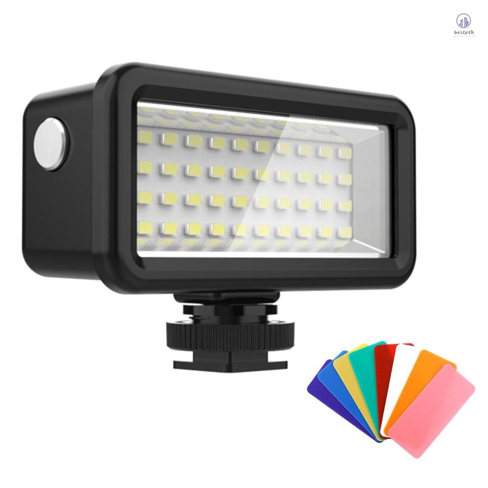 Puluz PU631B กันน้ําเติมแสง LED ดําน้ํา 6000K-6500K อุณหภูมิสี IPX8 ใต้น้ํา 40M แบตเตอรี่ในตัว 8 ชิ้
