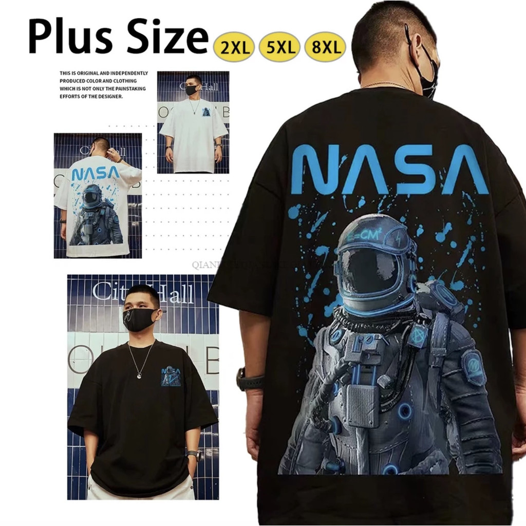 2xl 5XL 8XL  Plus Size เสื้อยืดแขนสั้นผู้ชายแฟชั่นแบรนด์หลวมครึ่งแขน
