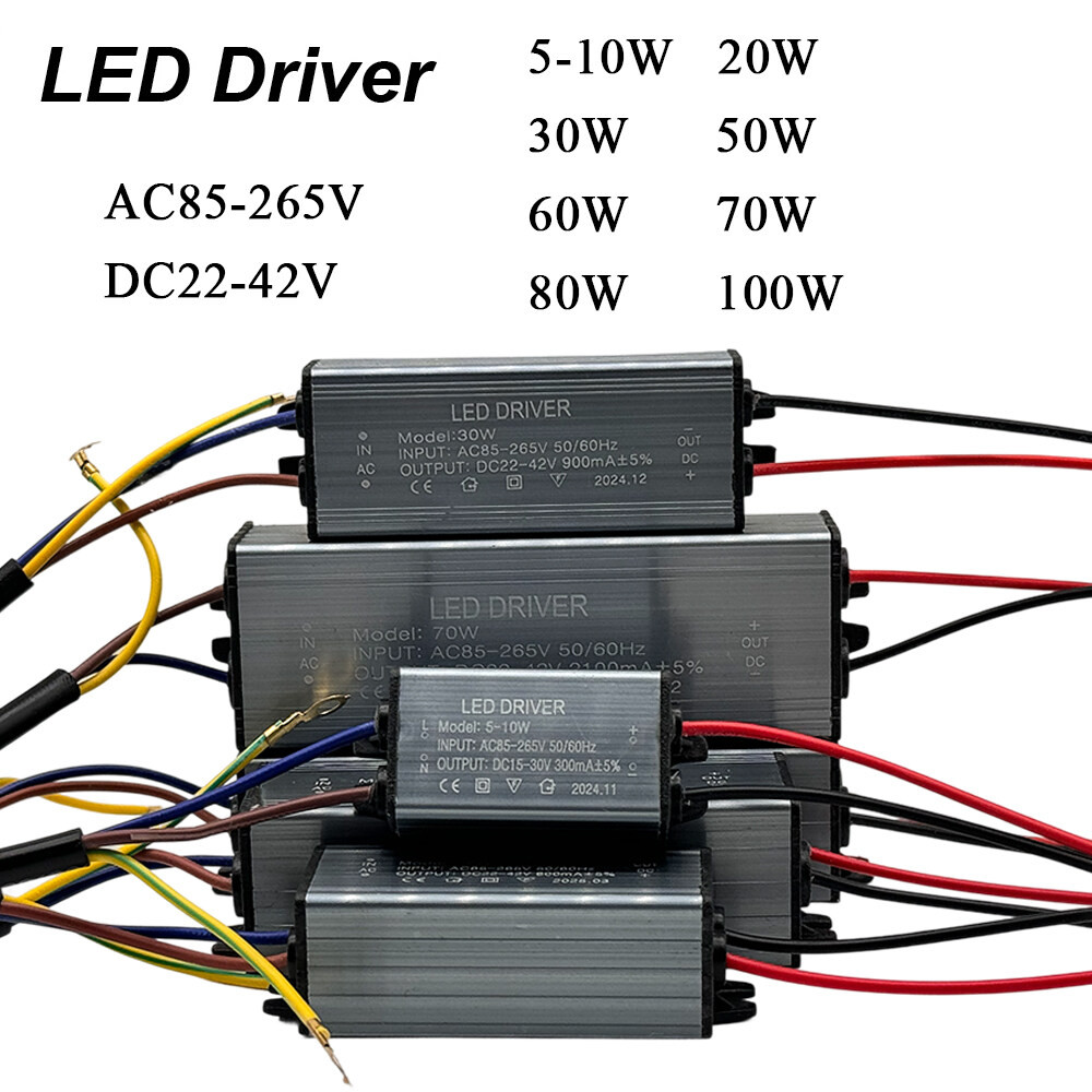 22-42v LED Driver 20W 30W 50W 60W 70W 80W 100W 300mA-3000mA กันน้ํา Transformers แหล่งจ่ายไฟ AC85-265V อินพุตอิเล็กทรอนิกส์ LED Driver Transformer