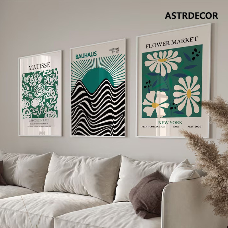 บทคัดย ่ อ Matisse นิทรรศการภาพวาดผ ้ าใบแผนกสีเขียวตลาดดอกไม ้ โปสเตอร ์ Bauhaus แนวโน ้ มสมัยใหม ่ Frameless Wall Art