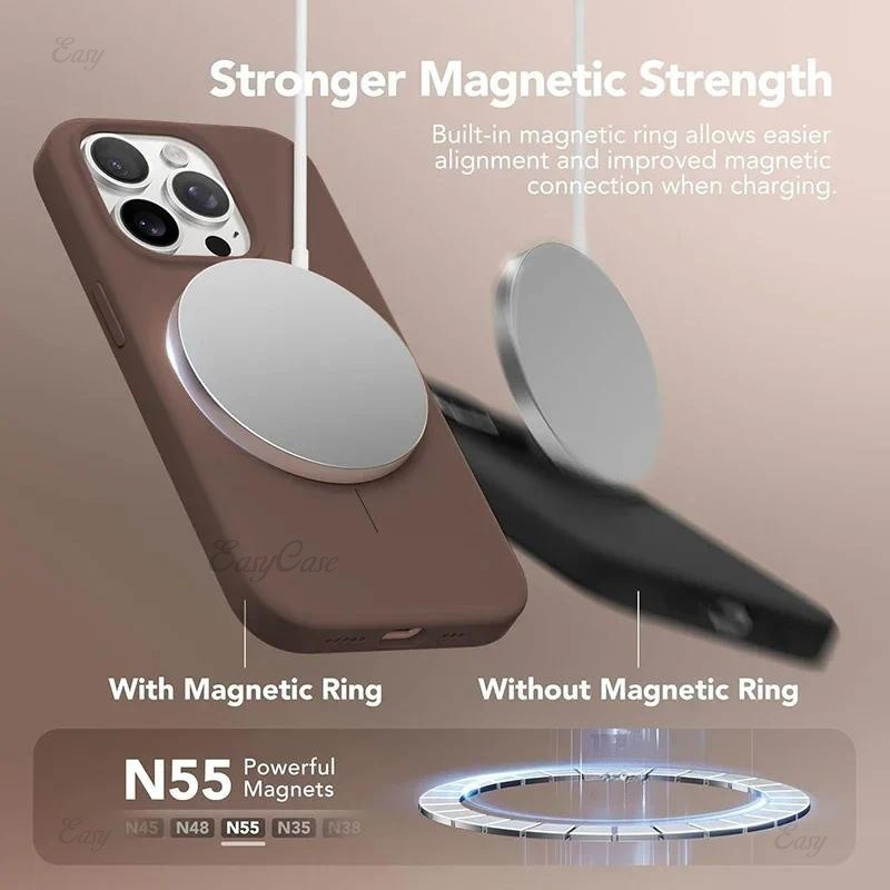 หรูหราอย่างเป็นทางการแม่เหล็กที่แข็งแกร่งซิลิโคนเหลวสําหรับ ไอโฟน 17 16 15 14 11 12 13 มือโปร สูงสุด 16 บวกป้องกันลื่น - รูปที่ 3