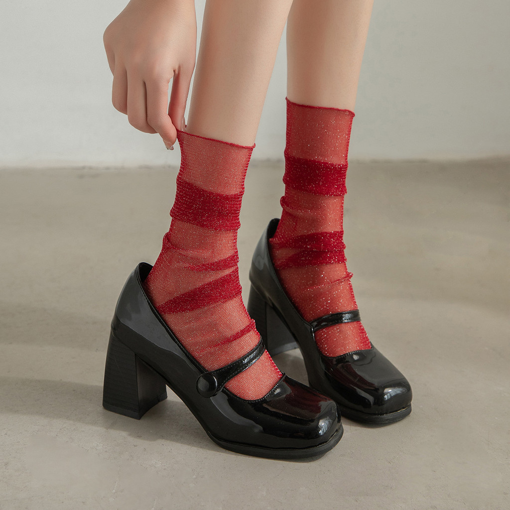 ฤดูร้อนผลิตภัณฑ์ใหม่บางเฉียบผ้าไหมสดใสโปร่งใสตาข่ายระบายอากาศถุงเท้าผู้หญิง