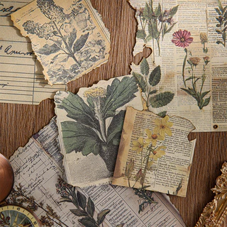 Journamm 30 แผ่น Vintages วัสดุกระดาษดอกไม้พืช DIY Scrapbooking Collage Junk Journal Aesthetics เครื่องเขียน Planner Decor กระดาษ