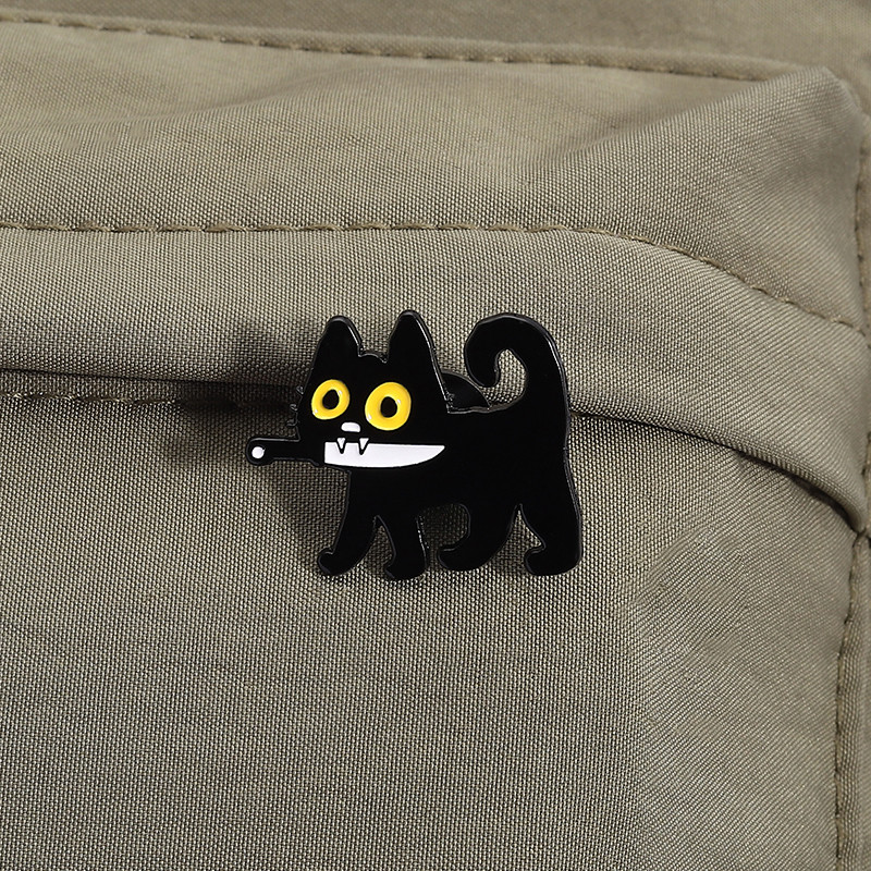 ตลกน่ารักแมวดําเคลือบ หมุด สัตว์เข็มกลัดตาโตลูกแมวเข็มกลัดป้ายโลหะ หมุด อุปกรณ์เสริมของขวัญสําหรับเพื่อน - รูปที่ 6