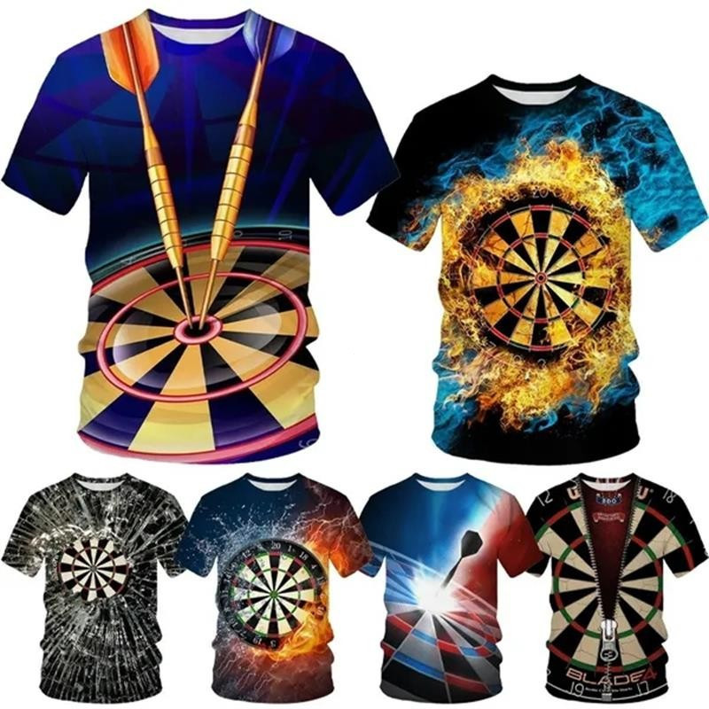 3D ลูกดอกพิมพ์เสื้อยืดสําหรับชายจาก Dart League, ตลก Dart โยนเกมกราฟิก Tee เสื้อ, Cool Designs แขนสั