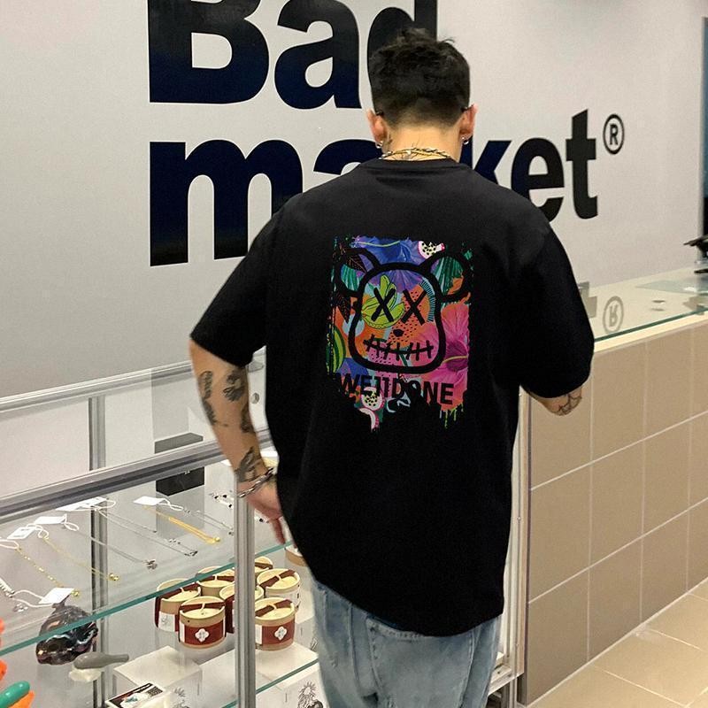 Woo Right  ผ้าฝ้ายใส่สบาย สไตล์เกาหลี ลาย "WEIIDONE" เสื้อยืดผ้าคอตตอน   เสื้อยืดโอเวอร์ไซส์ ผู้ชายและผู้หญิง