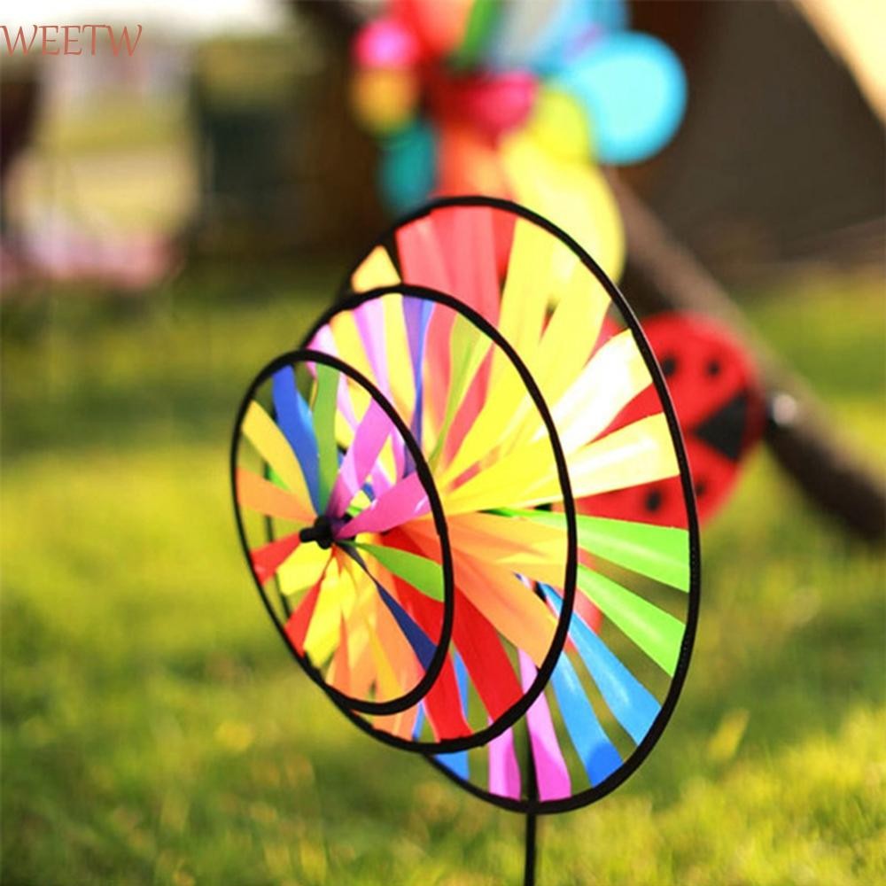 Weekw ของเล่นกังหันลม Yard ตกแต่ง Triple ล้อน้ําหนักเบากําจัดง่าย Wind Spinners