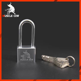 MUSCLE COW แม่กุญแจสีเงิน 3 ขนาด 30/40/50/60 มม. พร้อมลูกกุญแจ 4 ดอก แข็งแรง ทนทาน คุณภาพสูง
