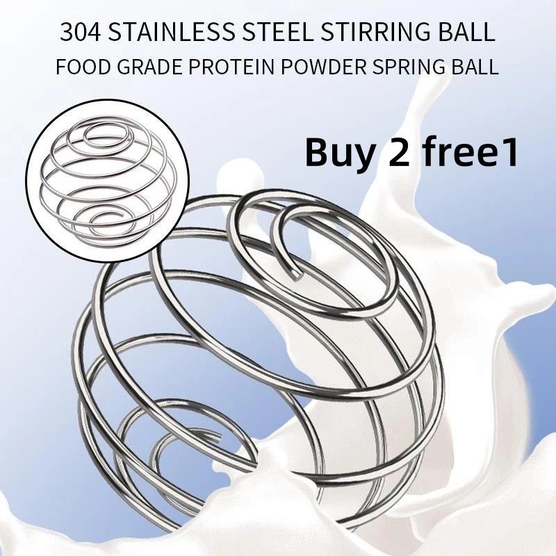 【ซื้อ 2 ฟรี 1】ขวดเชคโปรตีนมิลค์เชค ลูกบอลเชคเกอร์ ลูกบอลสปริงสแตนเลส ลูกบอลผสม เครื่องครัว