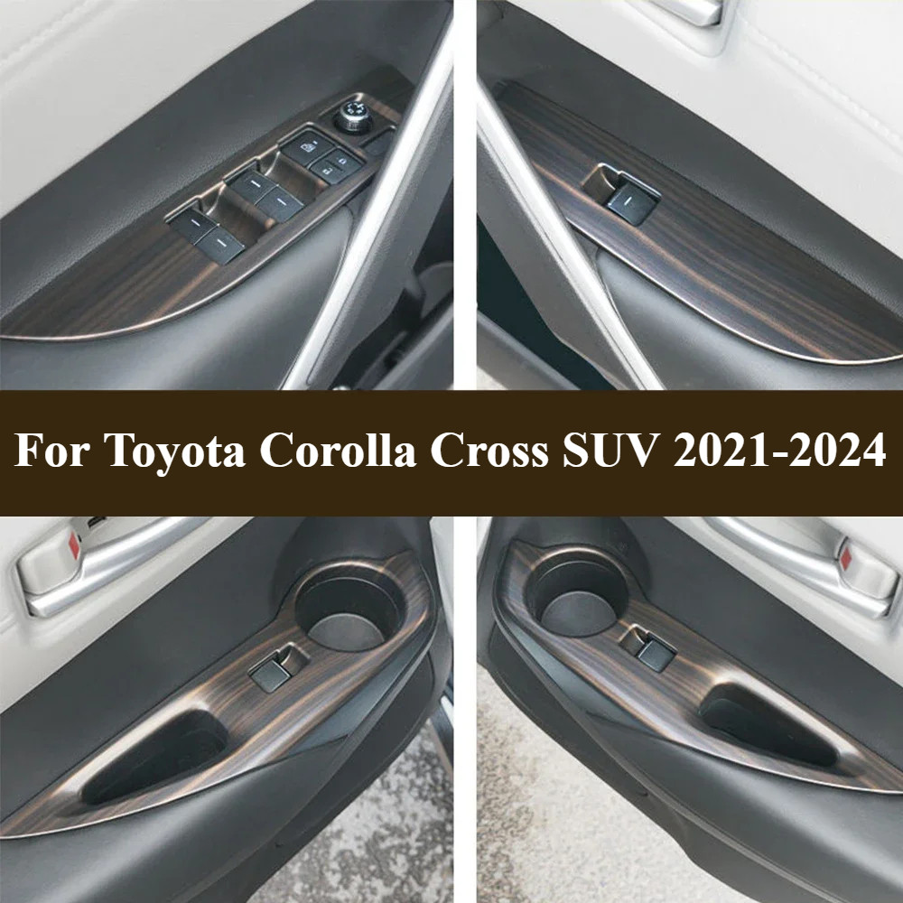 Toyota Corolla Cross SUV 2021-2026 ABS ไม้พีชรถประตูหน้าต่างกระจกลิฟท์สวิทช์ควบคุมแผงฝาครอบ Trim