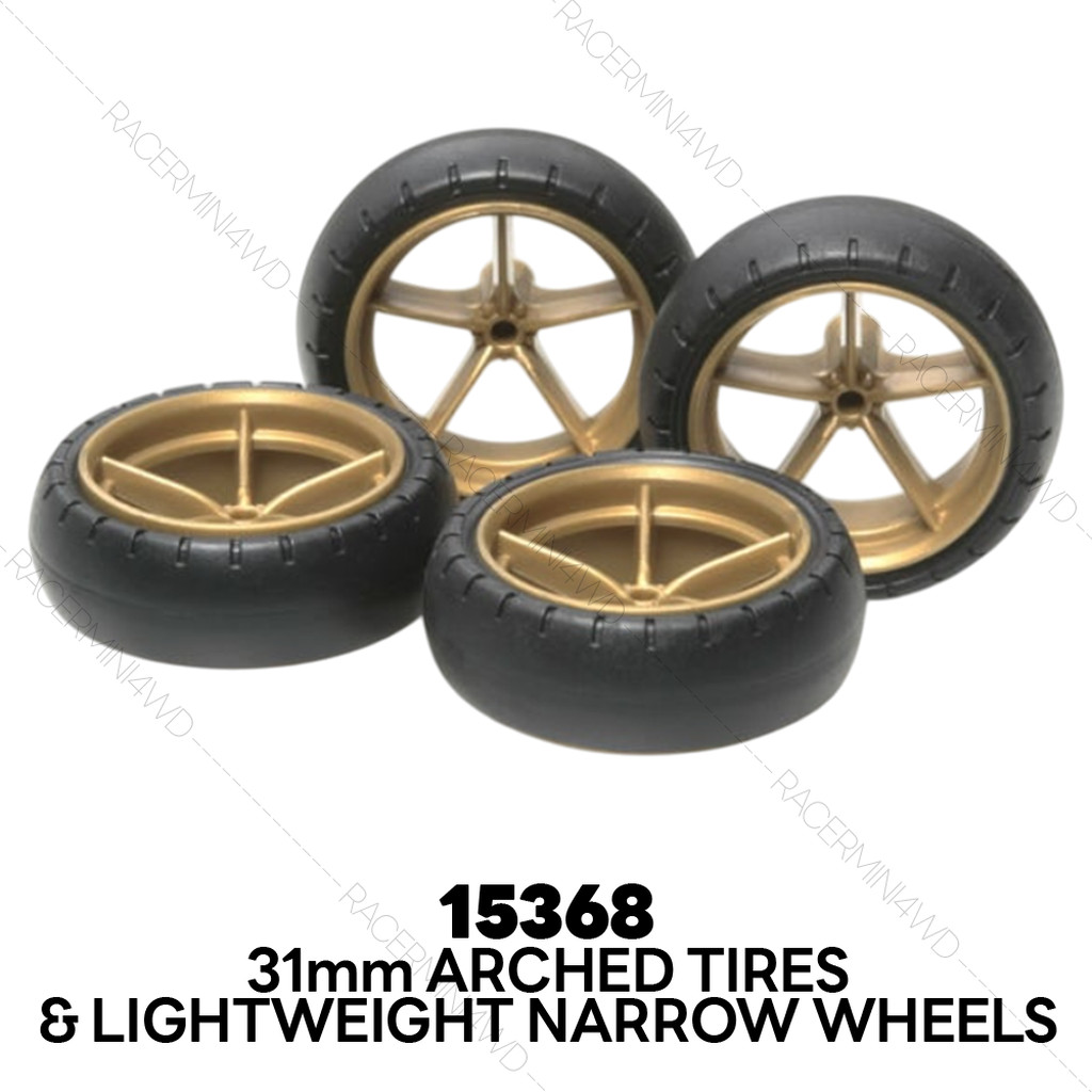 TAMIYA 31mm Arched Tire & Lightweight 5-Spoke Wheels 15368