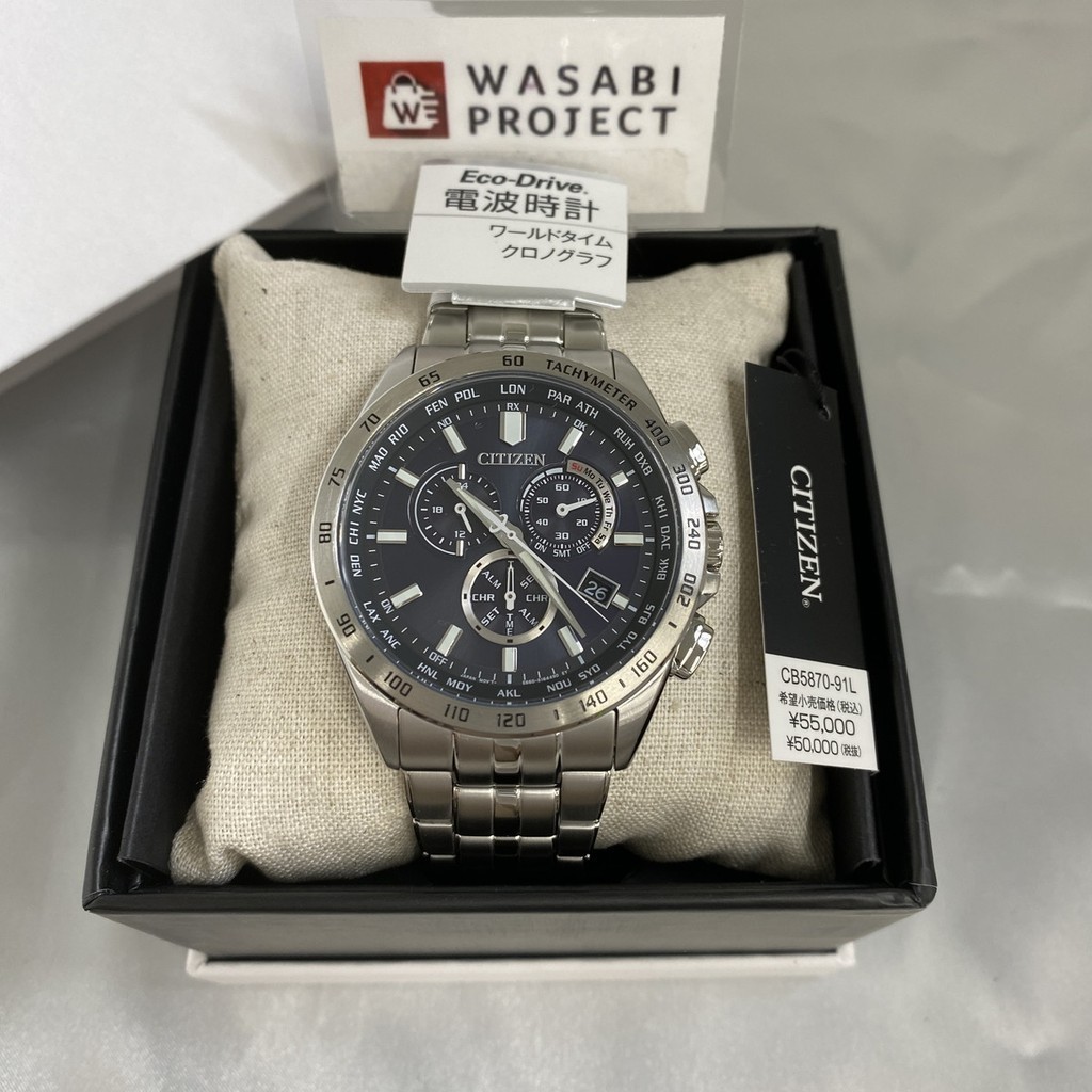 [Authentic★Direct from Japan] CITIZEN CB5870-91L Unused Chronograph Eco Drive Sapphire glass Navy Men Wrist watch นาฬิกาข้อมือ