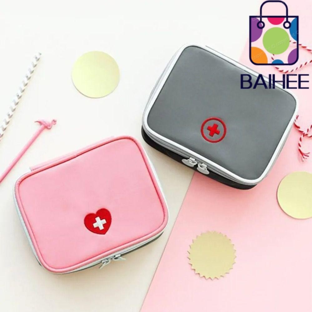 Baihee กระเป๋าปฐมพยาบาลแบบพกพาสำหรับเดินทาง กระเป๋าเก็บยาขนาดเล็ก ชุดการแพทย์ฉุกเฉินที่บ้านกลางแจ้ง
