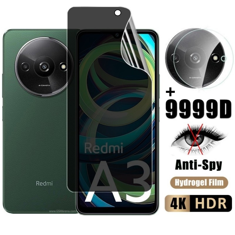 2in1 ฟิล์มกันรอยโทรศัพท์ สําหรับ Xiaomi Redmi A3 A2 A1 Plus A1+ A2+ RedmiA3 ความเป็นส่วนตัว นิ่ม ไฮโดรเจล TPU ฟิล์ม ป้องกันการแอบมอง ป้องกันหน้าจอ ฟิล์มเลนส์กล้อง