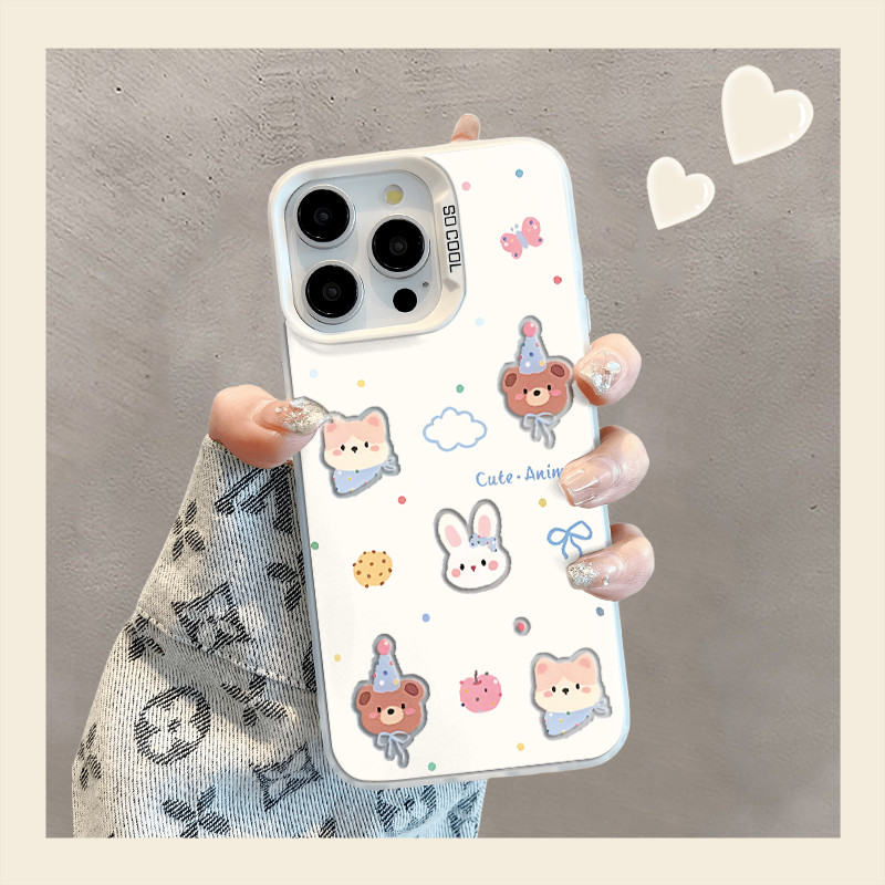 ปลอกสัตว์น่ารักสําหรับ iPhone 15 14 13 12 11 Pro Max X Xr Xs Max 7 8 Plus Clear Soft Cover Fullcover เคสกันกระแทก