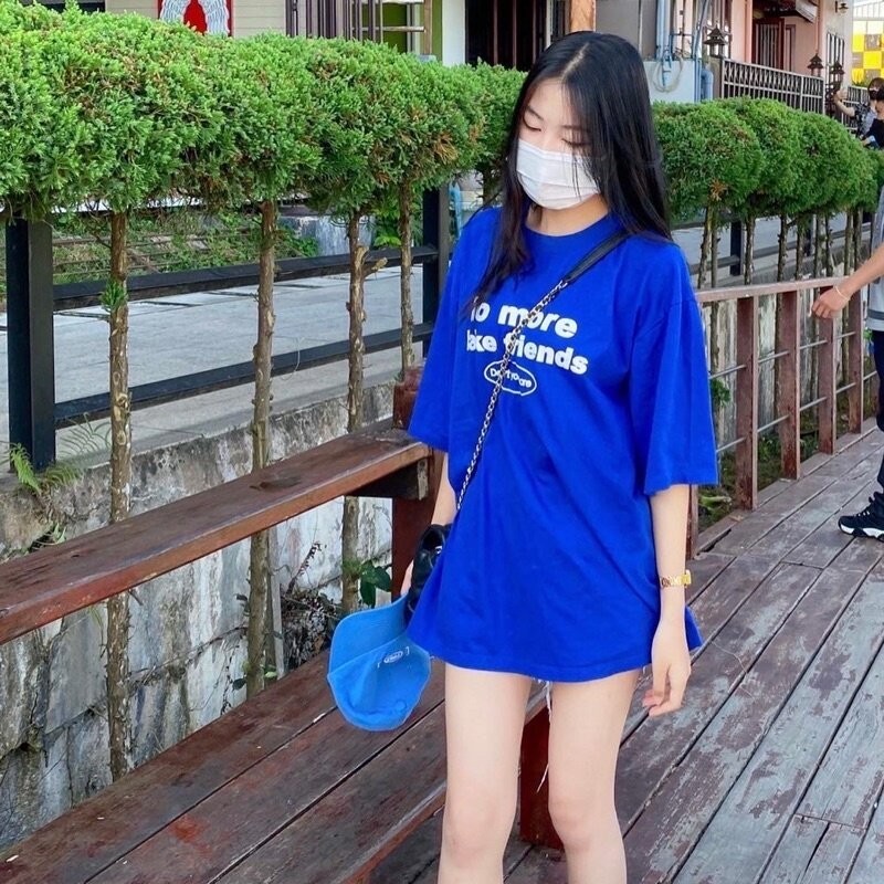 T-Shirtเสื้อยืดoversize ลาย No more Fake friend ผ้าcotton พร้อมส่ง!! S-5XL