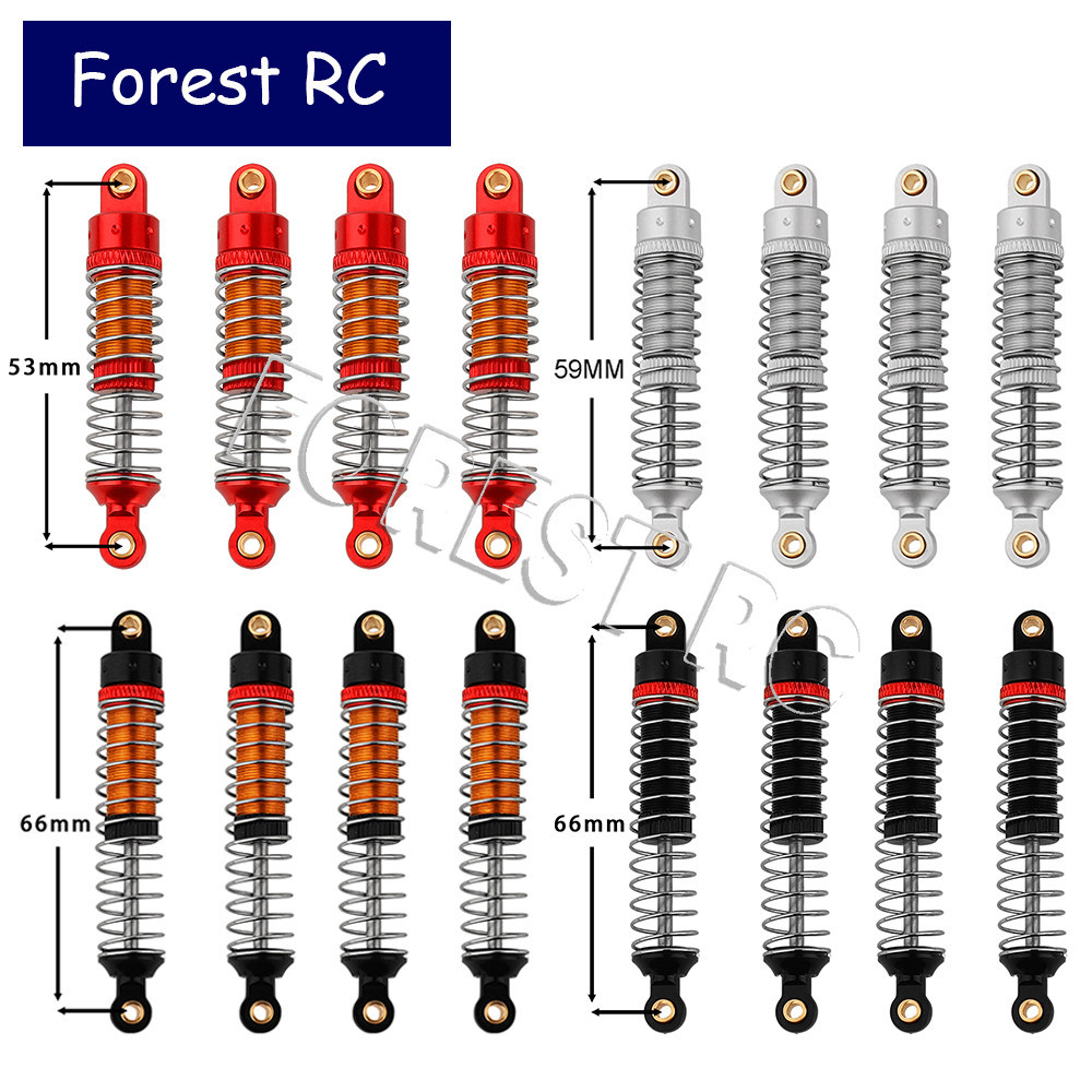 4pcs 53 มม.59 มม.66 มม.อลูมิเนียมโลหะน ้ ํามันโช ้ คอัพ Damper สําหรับ 1/18 RC Crawler TRX4M TRX-4M Bronco Defender K10 อัพเกรดอะไหล ่