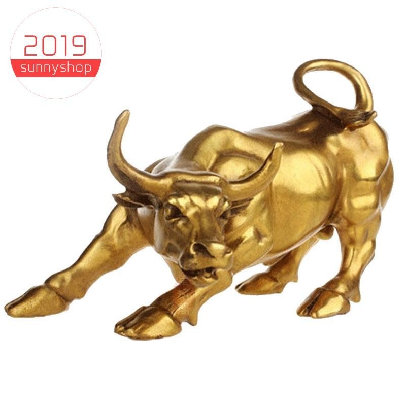 [sunnyshop2019] รูปปั้นกระทิงฮวงจุ้ย ทองเหลือง ทองแดง นําโชค สําหรับตกแต่งบ้าน