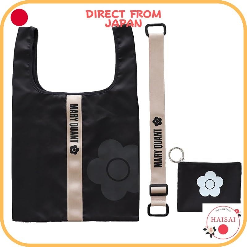 [ส่งตรงจากญี่ปุ่น] Mary QUANT 2WAY Eco Bag (พร้อมเคส/สีดํา) กระเป๋า Eco ลายดอกเดซี่ สําหรับผู้หญิง 000783-0001-02

