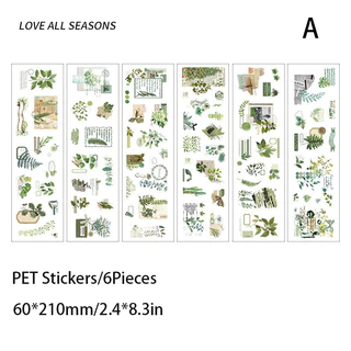 Journamm สติกเกอร์ PET ลายดอกไม้ สําหรับตกแต่งสมุดภาพ เครื่องเขียน DIY 6 ชิ้น ต่อแพ็ก