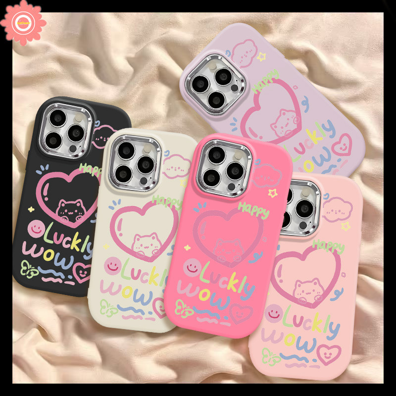 เคสโทรศัพท์มือถือ โลหะ ลายการ์ตูนหัวใจ หรูหรา สําหรับ Oppo A18 A35 A55 A77 A57 A38 A78 A53 A98 A58 A16 A5s A15 A12 A74 A17 A76 A1 A5 A11 A7 A54 A9 A17K A52 A3s Reno 4F 5F 5 เคส