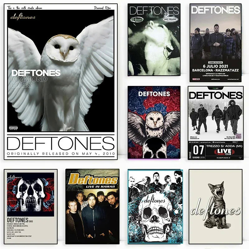 Vintage Classic Band Deftones นักร้องเพลง Cover Series Art โปสเตอร์ผ้าใบภาพวาดพิมพ์ภาพสําหรับห้องนั่งเล่นตกแต่งบ้าน 0AUY