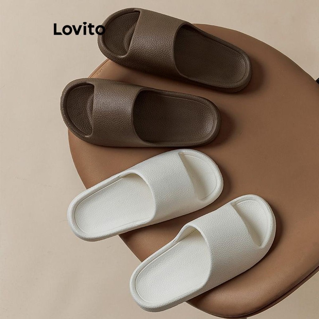 Lovito รองเท้าสลิปเปอร์ผู้หญิง ใส่เดินในบ้าน พื้นหนา ใส่สบาย สีเรียบ สไตล์ลำลอง LFA28030