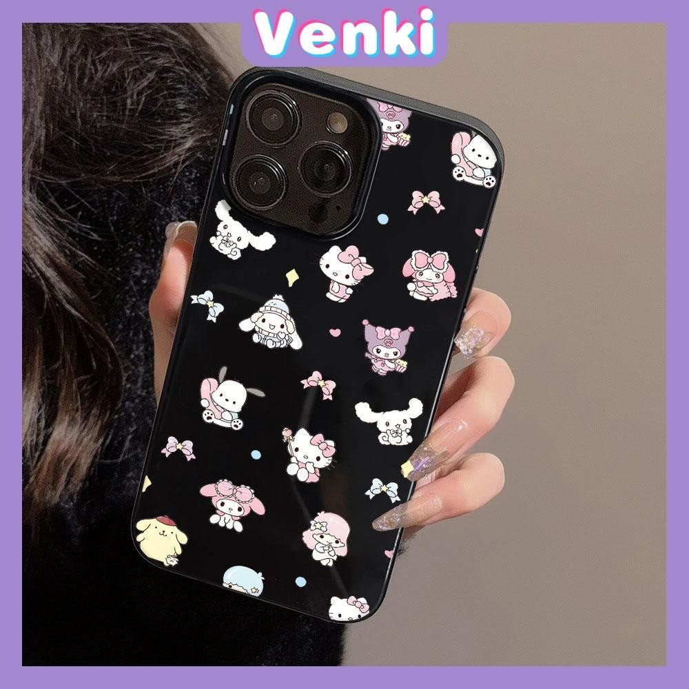 VENKI - สำหรับ iPhone 15 Pro Max เคส ไอโฟน สีดำมัน TPU ซอฟท์เคส กันกระแทกกล้องป้องกัน ตุ๊กตาตัวน้อยน่ารัก เข้ากันได้กับ iPhone 14 13 12 Pro Max 11 XR XS Max 7 8 Plus