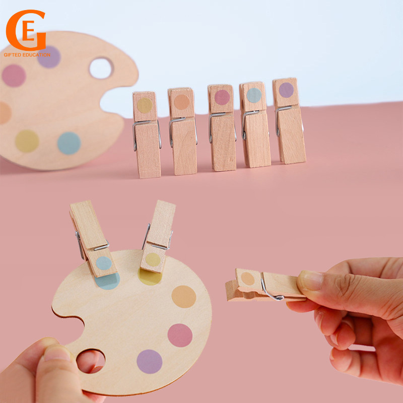 Montessori คลิปไม ้ สีจับคู ่ ของเล ่ น Fine Motor Skill การฝึกอบรม Visual Sensory Development ของเล ่ นเพื ่ อการศึกษาในช ่ วงต ้ น