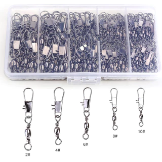 ครีกมูน 100ชิ ้ น/Lot 4#6#8#10#12# หมุนผสมตัวเชื ่ อมต ่ อตกปลา Snap Pin Rolling Lure ตะขอหมุน Carabiner Connectors Tackle อุปกรณ ์ เสริม
