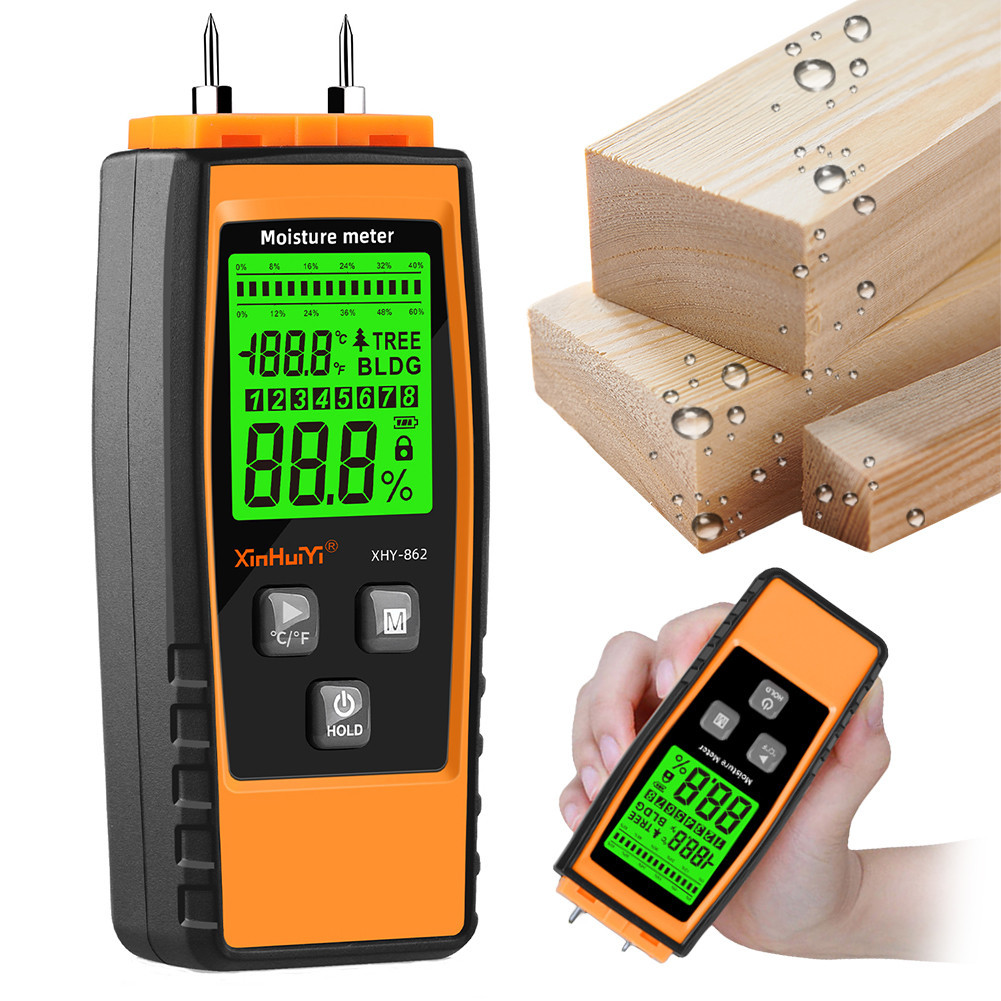 เครื่องวัดความชื้นไม้ดิจิตอล Professional Timber Damp Tester เครื่องวัดความชื้นแบบใช้มือถือเครื่องตรวจจับ Limber 1.5V