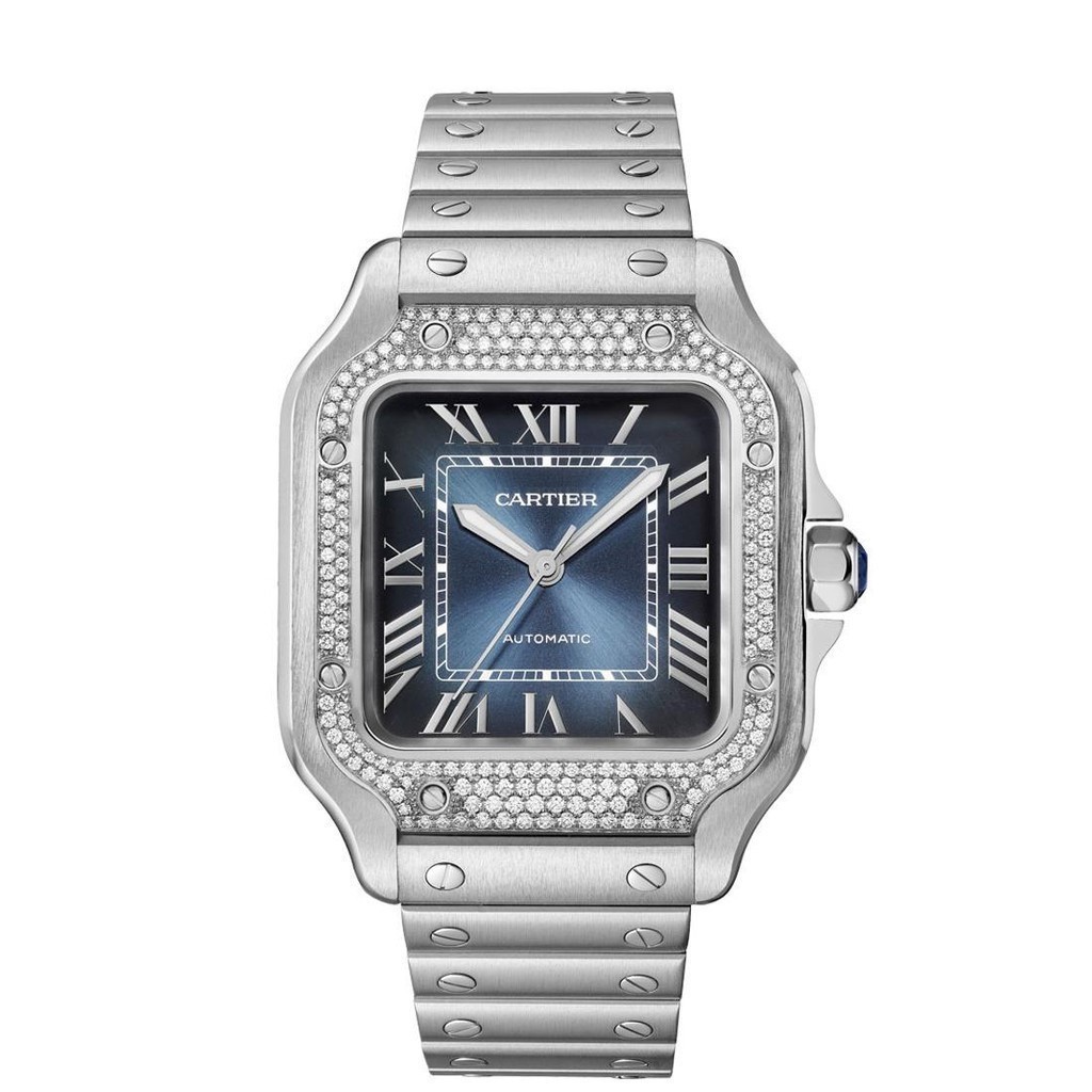 Cartier Santos Santos นาฬิกาสายสแตนเลสเพชร 35 มม . W4sa0006