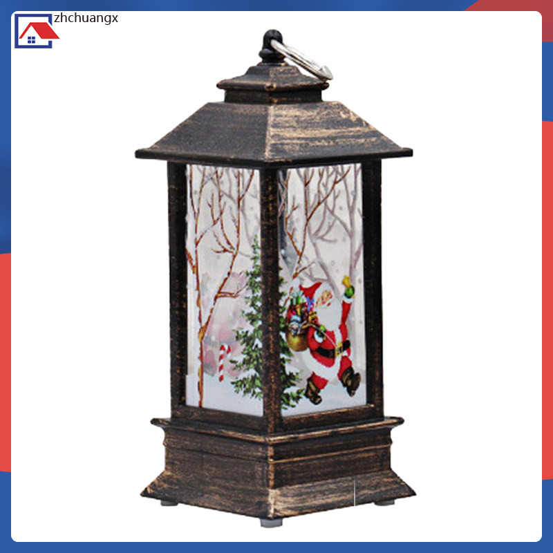 Lighted Snow Globe โคมไฟเทียน LED Christmas Holder Village สําหรับตาราง Centerpiece zhchuangx